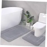 Bathroom Rug Set Light Grey, Soft Bath Rug Set 2 Piece, Toilet Mat U-Shaped