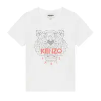 在飛比找momo購物網優惠-【KENZO】童裝 虎面圖案 白色短袖T恤(4A、6A、8A