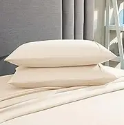 American Home Collection Pillow Case Set of 2 Double Brushed Microfiber Soft & Easy Care Pillowcases (Ivory, Standard/Queen 20x30)