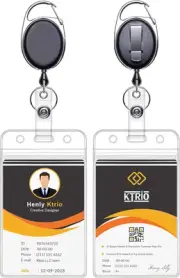 KTRIO 2 Pack Retractable ID Badge Holder with Clip Badge Reels, Clear ID Card...