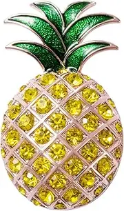 [HAISWET] Crystal Pineapple Pin Brooch for Women Green Enamel Rose Gold Tone Retro Pin Brooch, Crystal enamel Metal