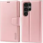 ZUSLAB Wallet Case for Samsung Galaxy S25 Ultra Case Hanman Leather Wallet Card Cover - Rose Gold
