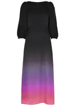 Olivia Rubin Lara Ombré Satin Midi Dress - Black - 10 (UK10 / S) 10 (UK10 / S)