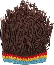 [Ipetboom] Weird Wig Hat Funny Knit Headpiece for Men Women Unique Party Accessory Warm and Comfortable Design Present for Cold Weather Celebrations Coffee
