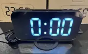 Digital Alarm Clock Modern Decoration Black USB Ports Mirrored Face - A0021