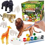 FUNZBO Kids Crafts and Arts Set Painting Kit - Animal Toys Art and Craft Supplies Party Favors for Boys Girls Age 4 5 6 7 Years Old Kid Creativity DIY Gift Paint Your Own Forest Animals Set