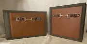 EQUINE SNAFFLE BIT 3 RING BINDER + 7 RING CHECKBOOK LEATHER OFFICE SET