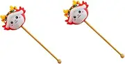 Garneck 2pcs Handheld Massage Hammer Boss Stuffed Dragon Doll Hammer Dragon Doll Massage Stick Plush Wooden