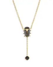 Capucine De Wulf Scarab Labradorite Lariat Necklace in 18K Gold Plated, 18