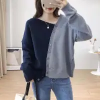在飛比找momo購物網優惠-【M SELECT】韓 女款 撞色後磅針織長袖上衣
