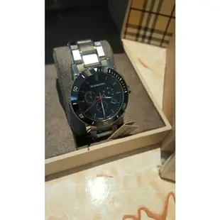 BURBERRY巴寶莉手錶 男錶 時尚酷黑齒輪錶盤鋼帶男錶 BU9380 多功能腕錶