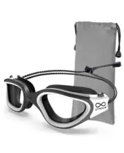 Swim Goggles, Polarized Adult Swimming Goggles Bungee Strap A-black White Clear