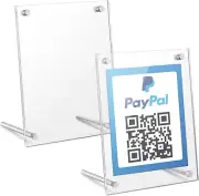 QR Signs, 4 X 6 Inch Clear QR Menu with Metal Stand, Cash App Acrylic Holders -
