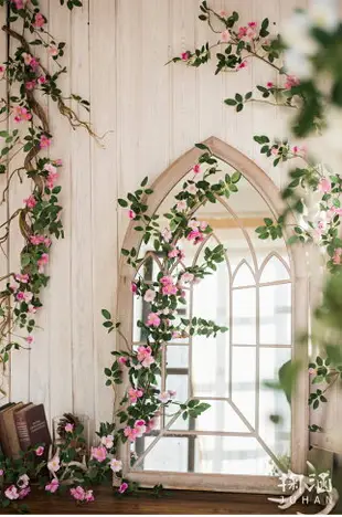 掬涵 薔薇藤系列纏繞玫瑰藤蔓仿真花墻面垂吊花藝造景婚禮拱門