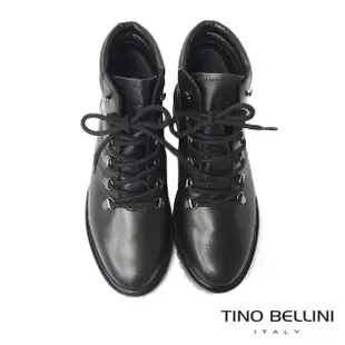 【TINO BELLINI 貝里尼】義大利進口帥勁休閒牛皮綁帶短筒靴FWMO0010(黑)