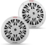 Pyle Dual 5.25'' Water Resistant Marine Speakers, 2-Way Full Range Stereo Sound, 150 Watt, White (Pair)