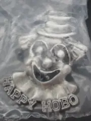 Clown Patches Happy Hobo Bill Knowles Brooch Pin Pewter 1” 1989 VTG Estate New