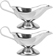 HOLIDYOYO 2pcs Stainless Steel Gravy Pourer Gravy Boat 90ml Coffee Milk Pitcher Creamer Food Steak Sauce Jug Dispenser Condiment Dipping Bowls Syrup Container Seasoning Cups Serving Dish