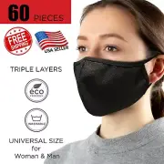60 Face Masks Black Fashion Masks Washable Reusable Unisex Mask US Seller