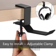 Adjustable Headset Headphone Desk Table Holder Hanger Clamp Clip Screws Black