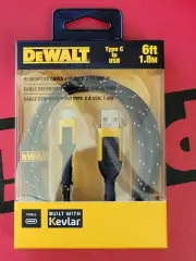 DEWALT DXMA1311348 Reinforced Braided Cable for USB-A to USB-C 6 ft.