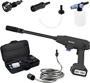 Cordless Pressure Washer,Cordless Power Washer 652 PSI 6-in-1 Nozzle Portable Pressure Cleaner 21V 4000mAh Waterproof Rechargeable Lithium Battery for Car/Fences/Patios(Black)