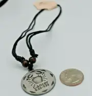 Necklace Cancer zodiac sign with cord and silver round shape gift for Christmas