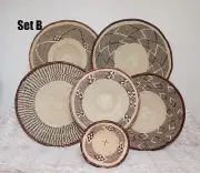 Rattan Wicker Hanging Wall Hanging Tray Wall Basket Decor Woven Baskets Set of 6