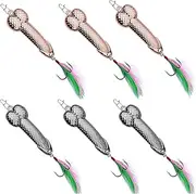 6Pcs Hard Metal Wobble Fish Lures Spoon Lure Feather Bait Hook Fishing Tackl,Fishing Hook Joke Gift for Fishing Lovers,Freshwater Saltwater Fishing Lures Kit./409
