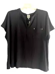 NWT ANNE KLEIN Womens Black Blouse Top Shirt Tunic Plus Size 2X RETAIL $69