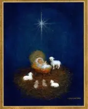 Caspari Merry Christmas Baby Jesus Manger Creche Lamb Greeting Cards Set of 6