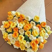 Rose Bouquet Blanket, Flower Bouquet Blanket Handmade, Crochet Blankets DIY Kit for Beginners, Soft and Lightweight Romantic Rose Flower Bouquet, for Birthday Home Decor (Material Package-D)