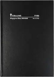 Collins Kingsgrove Day to a Page 2023-24 Financial Year Diary, Size A5, Black