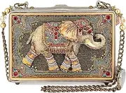 [MARY FRANCES] Tusk Beaded Handbag Embellished Elephant-Themed Crossbody Bag, Multicolor, Multicolor, Free Size