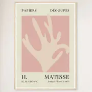 Galrie Papiers Découpés Pink Foliage H. Matisse Print (1955) Elegant for your Home, Wood Frame, 50 x 70cm (20 x 28inch)