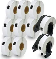 10 Rolls Brother-Compatible P-Touch DK-11204 17mm x 54mm(2/3" x 2-1/8") 4000 Labels with Two Refillable Cartridge