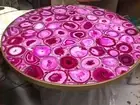 Pink Agate Entryway Table for Hotel and Bar Decor Round Resin Coffee Table Top