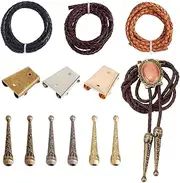 NBEADS Bolo Tie Making Kit with Alloy Cord Ends and Iron Slides