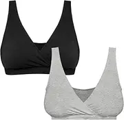 [Motherhood Maternity] Women's Plus Size Soft Cotton Spandex Wrap Front Maternity & Nursing Sleep Bralette Bra S-3x