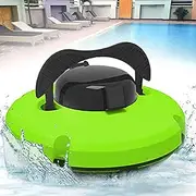 Cordless Automatic Pool Cleaner, Wall Climbing Pool Cleaning Robot Fully Automatic Pool Vacuum Cleaner Pool Cleaner Robot, Swimming Pool Cleaning, for Above Ground/Inground Pool,Green