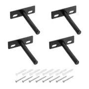 4 Set Floating Shelf Bracket 3", T Bracket for Shelves with Screws, Black