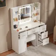 Vanity Table Set Makeup Dressing Table Women Girls Stool LED Mirror Dresser Desk