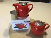 ONE Avanti Red Ceramic Teapot/Stainless Steel Infuser/Dishwasher/750ml