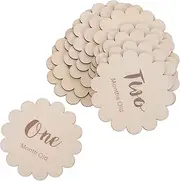 BESPORTBLE 12pcs Baby Milestone Celebration Cards Wooden Photo Props Newborn Growth Commemorative Cards