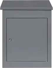 Parcel Post Drop Box Grey Large Steel Outdoor Lockable 2 Keys Letter Mail Package Courier Container Delivery Storage Wall Mount Safe Secure Anti Fishing Scannable Barcode FREE Screwdriver Fixing Kit