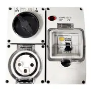 3 pin 32 Amp 32a RCD PROTECTED - Switched Socket Outlet IP66 INDUSTRIAL 1 PHASE
