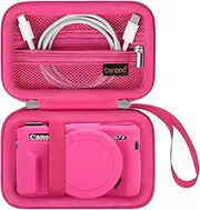 Canboc Carrying Case for Canon PowerShot G7 X Mark II/ G7 X Mark III / G5 X Mark II / G7X Digital Camera, Point and Shoot Vlogging Camera Bag, Zipper Mesh Pocket fits USB Cable, Rosered