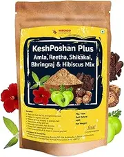 MedicoExperts KeshPoshan Plus (250gm) Bringraj Powder,Hibiscus Powder, Amla Powder, Shikakai Powder, Reetha Hair Pack for Hair Growth & Shine, HairFall, Split Ends, Dryness - Anti-Dandruff