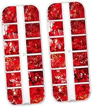 HAPINARY Nail Art Stickers Glitter Sequins Heart Shape Nail Sequins Stickers Set 2 Pack Nails Sticker for Women Suitable for Home Salon