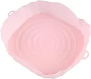 20Cm Air Fryers Oven Baking Tray Fried Chicken Basket Mat AirFryer Silicone Pot Round Replacemen Grill Pan Pink